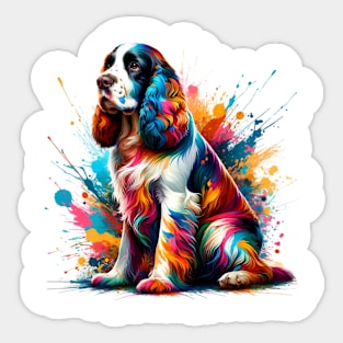 Colorful Splashed Art English Springer Spaniel Portrait Sticker